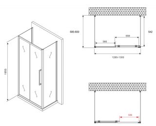 Душевой уголок ABBER Schwarzer Diamant AG30130H-S60-S60 120x60см хром